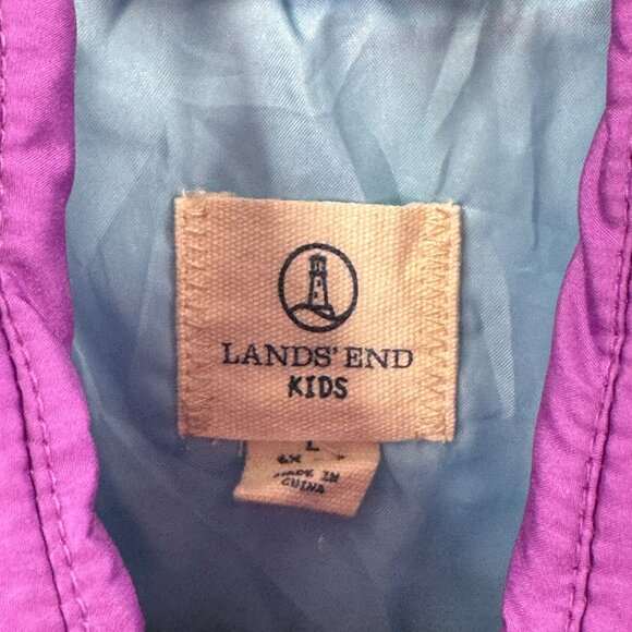 Lands End Kids Purple Puffer Vest Large 6X-7 Lightweight Quilted Outerwear Warm - Picture 4 of 8